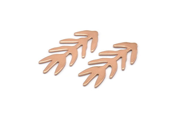 Rose Gold Bough Blank, 4 Rose Gold Plated Brass Leaf Blanks, Rose Gold Blanks, Stamping Blanks (30x13x0.80mm) M01694