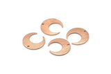 Rose Gold Moon Charm, 6 Textured Rose Gold Plated Brass Crescent Moon Charms With 1 Hole (14x13.5x0.80mm) M01648