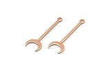 Rose Gold Moon Charm, 12 Rose Gold Plated Brass Crescent Charms With 1 Loop (30x9x0.80mm) M02039