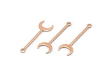 Rose Gold Moon Charm, 12 Rose Gold Plated Brass Crescent Charms With 1 Loop (30x9x0.80mm) M02039