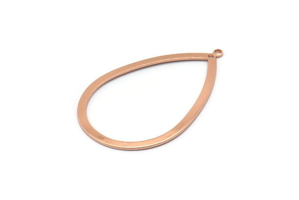 Rose Gold Drop, 4 Rose Gold Plated Brass Drop Pendants With 1 Loop And 1 Hole, Earrings, Charms, Findings (43x28x0.80mm) D0604 Q0632