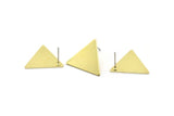 Brass Triangle Earring, 4 Raw Brass Triangle Stud Earrings (18x1mm) A2581 A0238