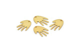 Gold Hand Charm, 6 Gold Plated Brass Hand Charms With 1 Hole, Earrings, Findings (17x11x1mm) D946 Q0876