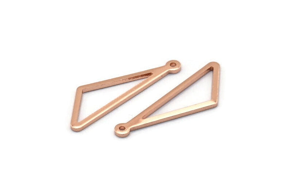 Open Triangle Charm, 6 Rose Gold Plated Brass Triangle Charms with 1 Loop (27x9x1mm) BS 2185 Q0572