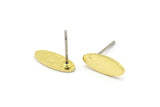 Brass Oval Earring, 12 Hammered Raw Brass Oval Shaped Stud Earrings (12x5x0.80mm) M02807 A0173