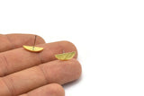 Brass Geometric Earring, 12 Textured Raw Brass Tiny Semi Circle Stud Earrings, Half Moon Earrings (14x5x0.80mm) M02828 A0068