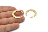 Gold Moon Charm, 4 Gold Plated Brass Textured Crescent Moon Charms With 2 Holes, Connectors (27x25x1mm) D0761 Q0765