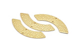 Gold Rectangle Bar, 2 Hammered Gold Plated Brass Rectangle Connectors With 2 Holes (46x9x0.80mm) D934 Q0854