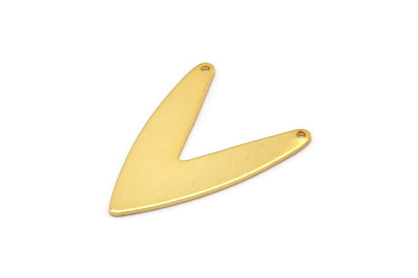 Gold Letter Charm, 2 Gold Plated Brass V Shape Connectors With 2 Holes, Findings (31x22.5x0.80mm) D996 Q0862