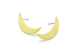 Brass Moon Earring, 4 Raw Brass Moon Stud Earrings (22x6x0.80mm) M03059 A2593