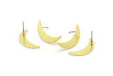 Brass Moon Earring, 4 Raw Brass Moon Stud Earrings (22x6x0.80mm) M03059 A2593
