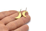 Brass Moon Earring, 4 Raw Brass Moon Stud Earrings (22x6x0.80mm) M03059 A2593