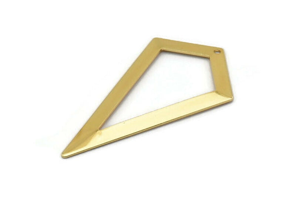Gold Triangle Charm, 2 Gold Plated Brass Triangle Charms With 1 Hole (54x29mm) U015 Q0658