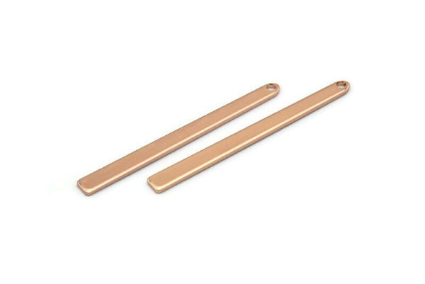 Rose Gold Necklace Bar, 8 Rose Gold Plated Brass Rectangle Charms With 1 Hole, Pendants, Findings (35x3x0.80mm) M02377
