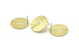 Brass Round Earring, 4 Textured Raw Brass Moon Phases Shaped Round Stud Earrings With 1 Hole (22x0.80mm) M02912 A0242