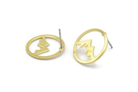 Brass Mountain Earring, 8 Raw Brass Mountain Shaped Stud Earrings (18x0.80mm) M02720 A0239