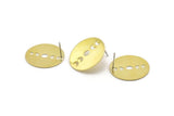 Brass Round Earring, 4 Raw Brass Moon Phases Shaped Round Stud Earrings (22x0.80mm) M02701 A0244