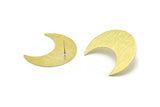 Brass Moon Earring, 2 Textured Raw Brass Crescent Moon Shaped Stud Earrings (35x15x0.80mm) M03095 A0250
