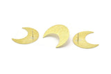 Brass Moon Earring, 2 Textured Raw Brass Crescent Moon Shaped Stud Earrings (35x15x0.80mm) M03095 A0250