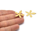 Gold Leaf Charm, 4 Gold Plated Brass Leaf Charms With 2 Loops, Pendants, Earrings, Findings (28x23x0.80mm) D0581 Q0741