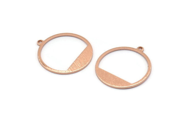 Rose Gold Round Charm, 6 Rose Gold Plated Brass Textured Round Charms With 1 Loop, Earrings, Findings (22x21x0,70mm) D0772