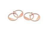 Rose Gold Round Charm, 6 Rose Gold Plated Brass Textured Round Charms With 1 Loop, Earrings, Findings (22x21x0,70mm) D0772