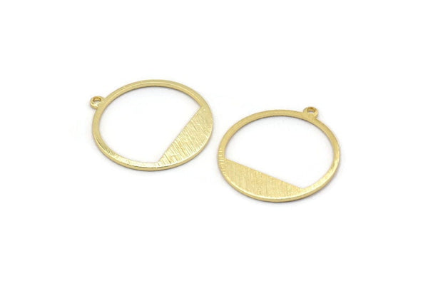 Brass Round Charm, 24 Raw Brass Textured Round Charms With 1 Loop, Earrings, Findings (22x21x0,70mm) D0772