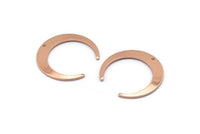 Gül Altın Ay Tılsımı, 1 Delikli 2 Gül Altın Kaplama Pirinç Hilal Ay Tılsımı, Bağlantı Parçaları (26x27x1mm) D0692 Q0760