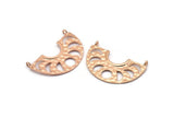 Moon Phases Pendant, 2 Rose Gold Plated Brass Semi Circle Pendants With 2 Loops, Earring Findings (37x14x1mm) U144 Q0357
