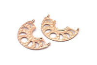 Moon Phases Pendant, 2 Rose Gold Plated Brass Semi Circle Pendants With 2 Loops, Earring Findings (37x14x1mm) U144 Q0357