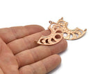 Moon Phases Pendant, 2 Rose Gold Plated Brass Semi Circle Pendants With 2 Loops, Earring Findings (37x14x1mm) U144 Q0357