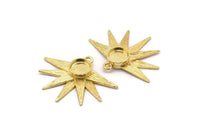 Gold Sun Charm, 2 Gold Plated Brass Sunshine Charms With 1 Loop, Pendants, Earrings (34x26x0.80mm) N0721 Q0810