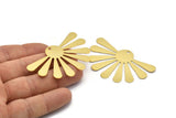 Gold Sun Charm, 6 Gold Plated Brass Sun Charms With 1 Hole, Findings, Earrings (58x36x0.50mm) D1095