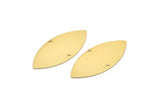 Gold Marquise Charm, 4 Gold Plated Brass Marquise Charms With 2 Holes, Findings (32x15x0.60mm) D1069 Q0889