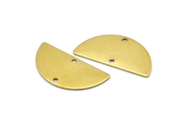 Semi Circle Pendant, 8 Raw Brass Semi Circle Blanks With 2 Holes (32x16x0.80mm) A1140