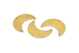 Brass Moon Charm, 10 Raw Brass Moon Charms with 3 Holes, Pendants (28x12x0.80mm) D860