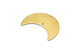 Brass Moon Charm, 10 Raw Brass Moon Charms with 2 Holes, Pendants (28x12x0.80mm) D862
