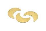 Brass Moon Charm, 10 Raw Brass Moon Charms with 2 Holes, Pendants (28x12x0.80mm) D862
