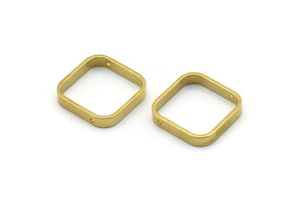 Pirinç Kare Charm, 2 Delikli 12 Ham Pirinç Kare Bağlantı Parçası, Minimalist Kolye Parçaları (16,5x2,9x0,9 mm) BS 2342
