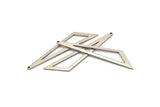 Open Triangle Charm, 2 Antique Silver Plated Brass Triangle Charms with 1 Hole (59x47x18x0.80mm) Bs 1291 H0062