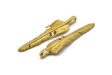 Feather Necklace Supply, 3 Raw Brass Feather Charms, Feather Pendants (50mm) N0177