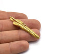 Feather Necklace Supply, 3 Raw Brass Feather Charms, Feather Pendants (50mm) N0177