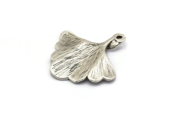 Ginkgo Yaprağı Kolye, 4 Antik Gümüş Kaplama Pirinç Yaprak Tılsımı (26x25mm) N0393 H0129
