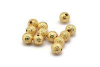 Gold Ball Bead, 6 Gold Plated Brass Spacer Beads, Findings (10mm) D967