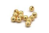 Gold Ball Bead, 6 Gold Plated Brass Spacer Beads, Findings (10mm) D967