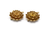 Brass Flower Charm, 2 Raw Brass Flower Charms With 2 Loops, Findings (18x10mm) N1231