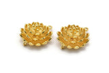 Gold Flower Charm,  Gold Plated Brass Flower Charms With 2 Loops, Findings (18x10mm) N1231