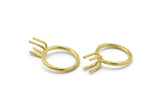 Claw Ring Setting, Raw Brass Claw Ring Blanks With 4 Claws For Natural Stones N0102-17.5