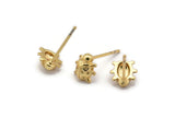 Gold Ladybug Earring, 12 Gold Plated Brass Ladybug Stud Earrings (7mm) N1178