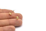 Gold Ladybug Earring, 12 Gold Plated Brass Ladybug Stud Earrings (7mm) N1178